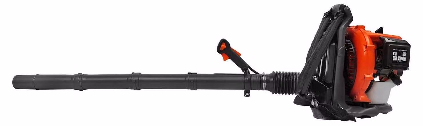 Soffiatore a zaino a benzina - Cilindrata 42,7 cm³ - Motore a 2 tempi - Potenza 1,25 kW - Volume d'aria 720 m³/h - Velocità dell'aria 70 m/s - Avviamento a corda - Colore: arancione/nero