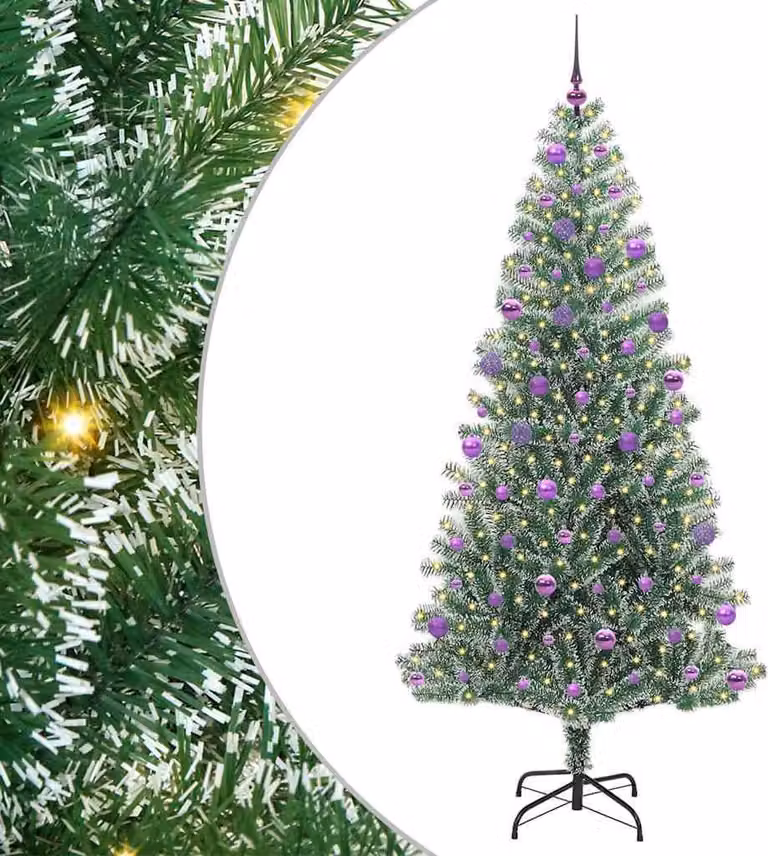 Albero di Natale Artificiale Imbiancato con Luci LED 210 cm
