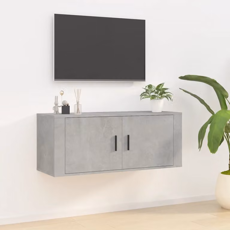 vidaXL Mobile Porta TV a Parete Grigio cemento L: 100 cm, P: 34,5 cm, H: 40 cm