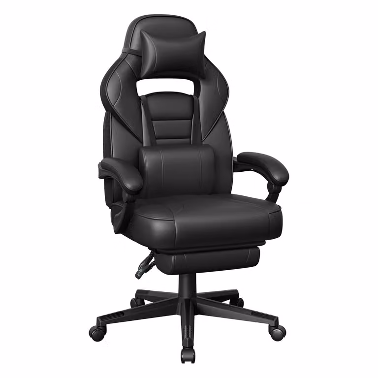 Sedia da Ufficio Ergonomica con Poggiapiedi Telescopico Schienale Regolabile, Nero Inchiostro