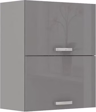 Mobile cucina superiore a due ante 60 cm RONG - grigio / grigio lucido