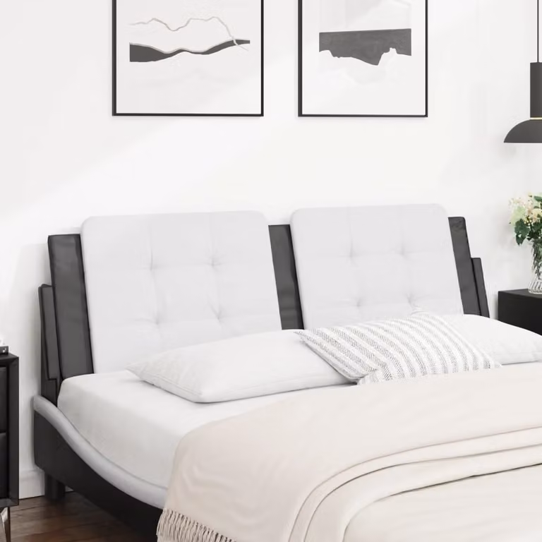 vidaXL Cuscino Testiera Zadar in Similpelle Bianco e Nero, Larghezza: 160 cm