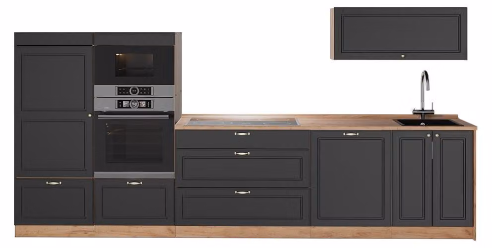 Cucina componibile Vicco Fame-Line Oro-antracite rustico/Rovere dorato 340 cm, PL Rovere, Model 64501