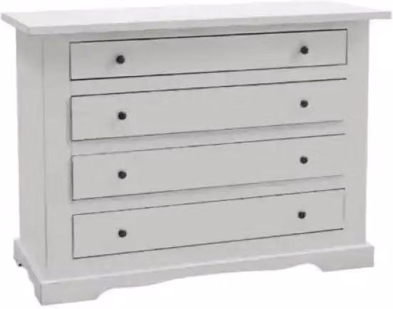 Como 3 cassetti arte povera in legno massello e mdf con rifinitura in bianco 115x50x90 H