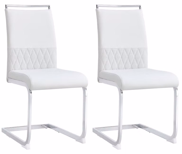 Set di 2 sedie da pranzo, design moderno, seduta confortevole, colore bianco