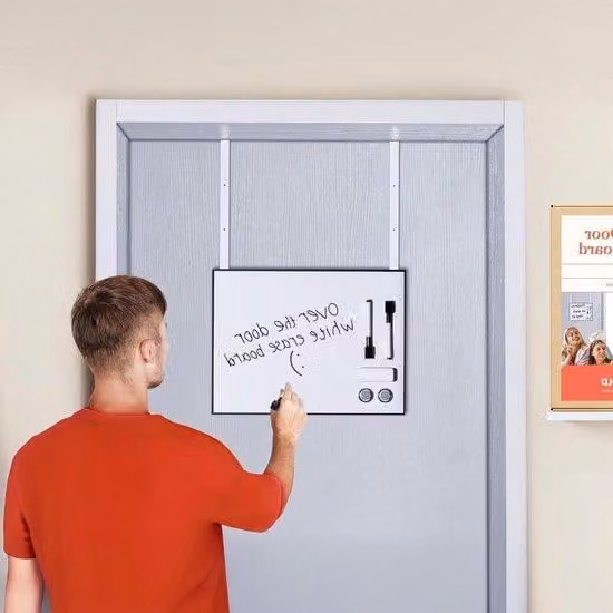 Lavagna bianca da appendere alla porta - Wisbord - Per appunti - Regolabile in altezza - 40x30 cm - Bianca