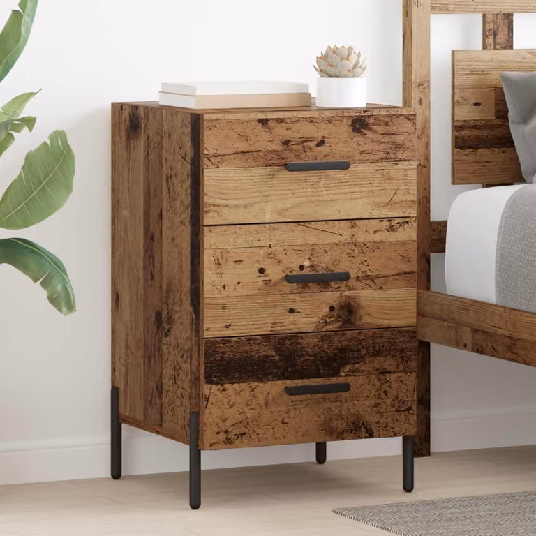 Armadio da notte vidaXL in legno effetto rustico marrone L 40 cm, P 40 cm, H 66 cm