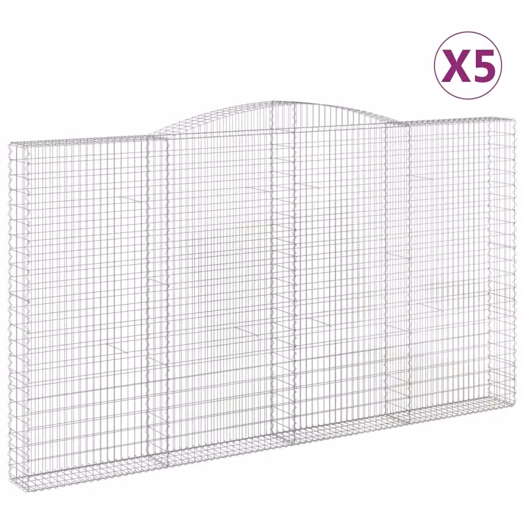Set di 5 Cesti Gabbioni ad Arco Videx in Acciaio Zincato Argento L: 400 cm, P: 30 cm, H: 220/240 cm – 2