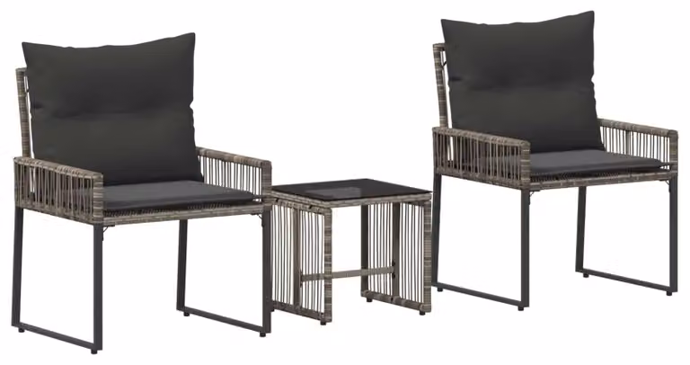 Set di Mobili da Esterno 7 pcs Grigio e Grigio Scuro polyrattan