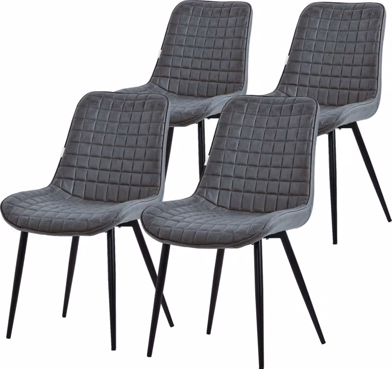 Set di 4 sedie da pranzo ML-Design, antracite, sedile in Pelle finta con gambe in metallo nero, sedie da cucina con schienale