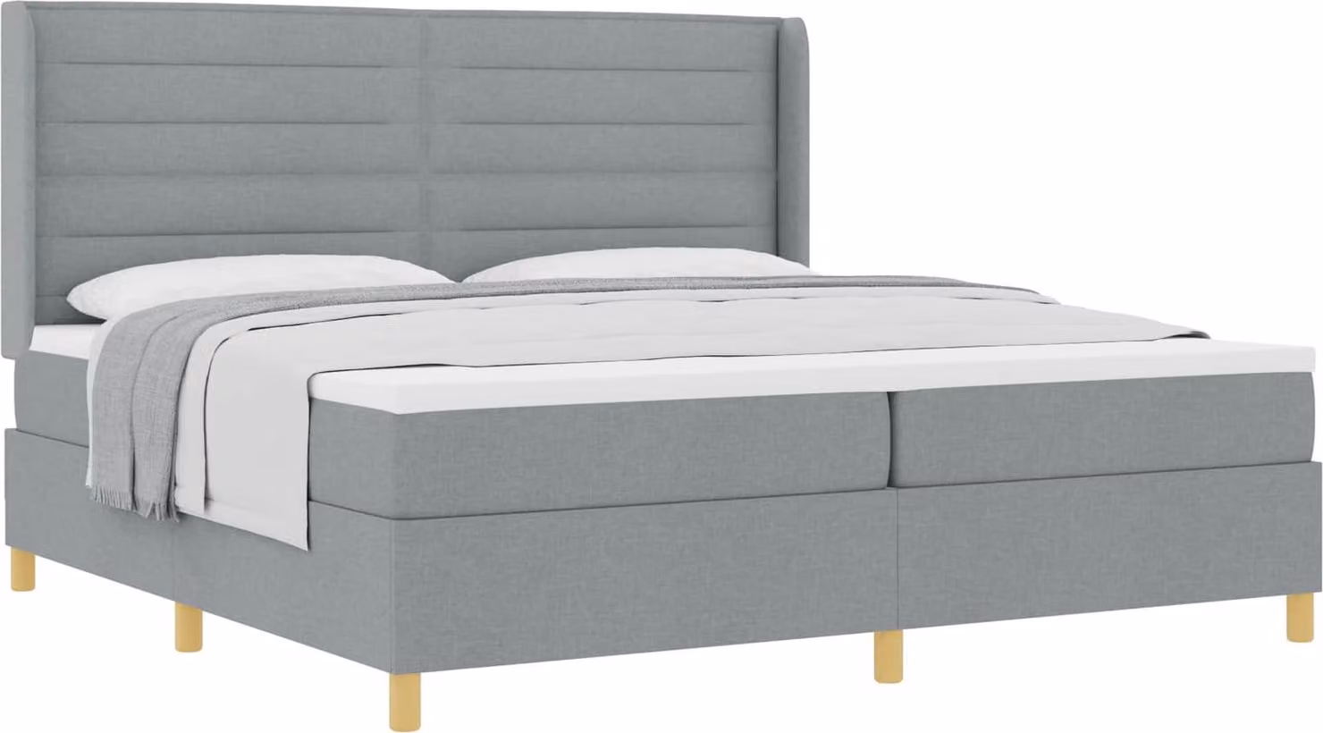 Letto a molle con materasso Grigio chiaro 200 x 200 cm Tessuto