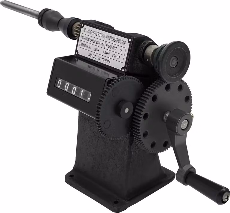 Avvolgitore per fili - Macchina per l'avvolgimento e il conteggio - Filo da 0,02 a 2,6 mm - Conteggio massimo: 99999 - Realizzato in ghisa - Colore nero