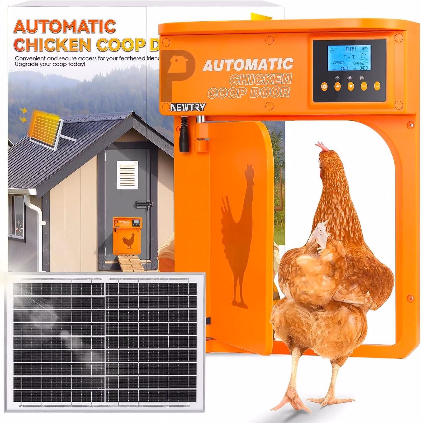 Porta automatica per pollaio - Sportello per pollaio - Apertura automatica per pollame - Porta per uccelli - Porta per gabbia - Timer e sensore di luce