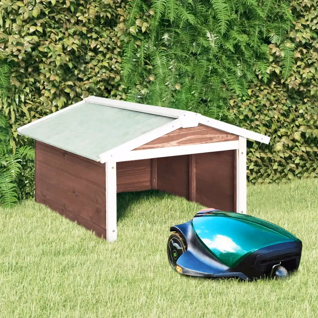 Casetta per Tosaerba Robotizzato in Legno Design In, Colore Mocca e Bianco Abete, L: 72 cm, P: 87 cm, H: 50 cm, Modello CFW4449773 – 2