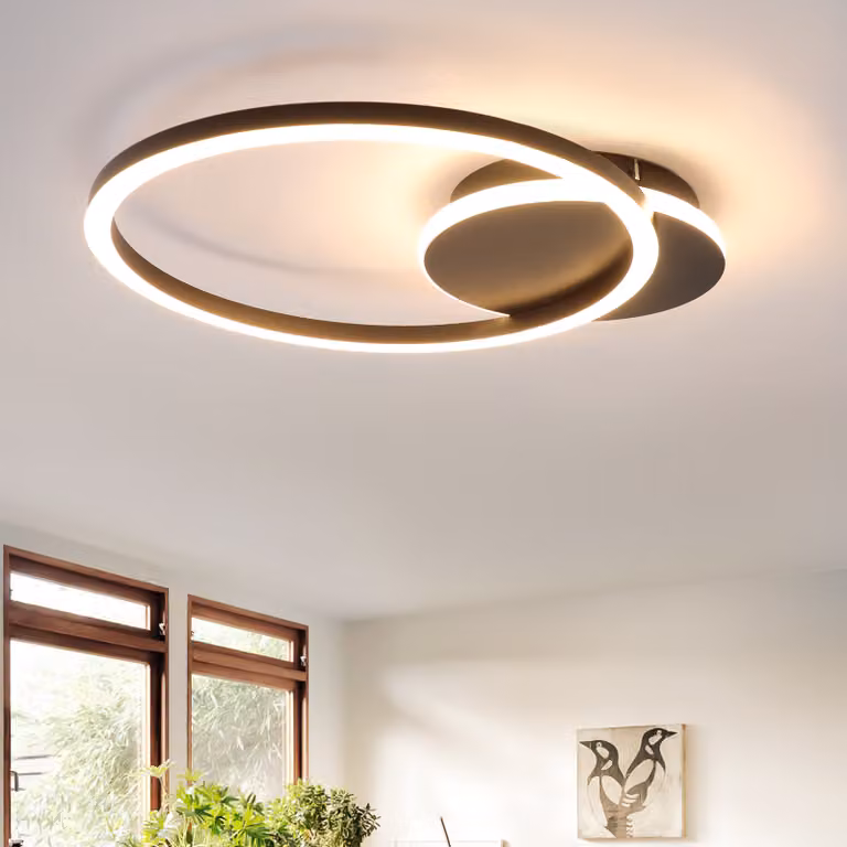 ZMH lampada da soffitto LED soffitto soggiorno 24W lampada cucina nero design moderno lampada soggiorno 2 anelli 3000K bianco caldo camera da letto lampada corridoio metallo plafoniere per cucina ufficio