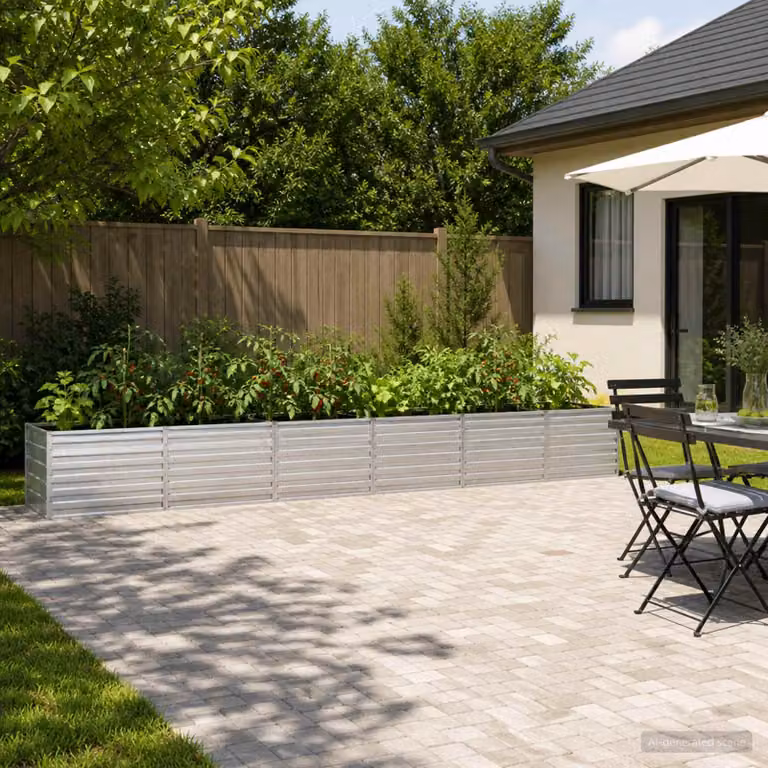 Letto rialzato da giardino vidaXL in acciaio galvanizzato Argento L: 480 cm, P: 80 cm, H: 55 cm