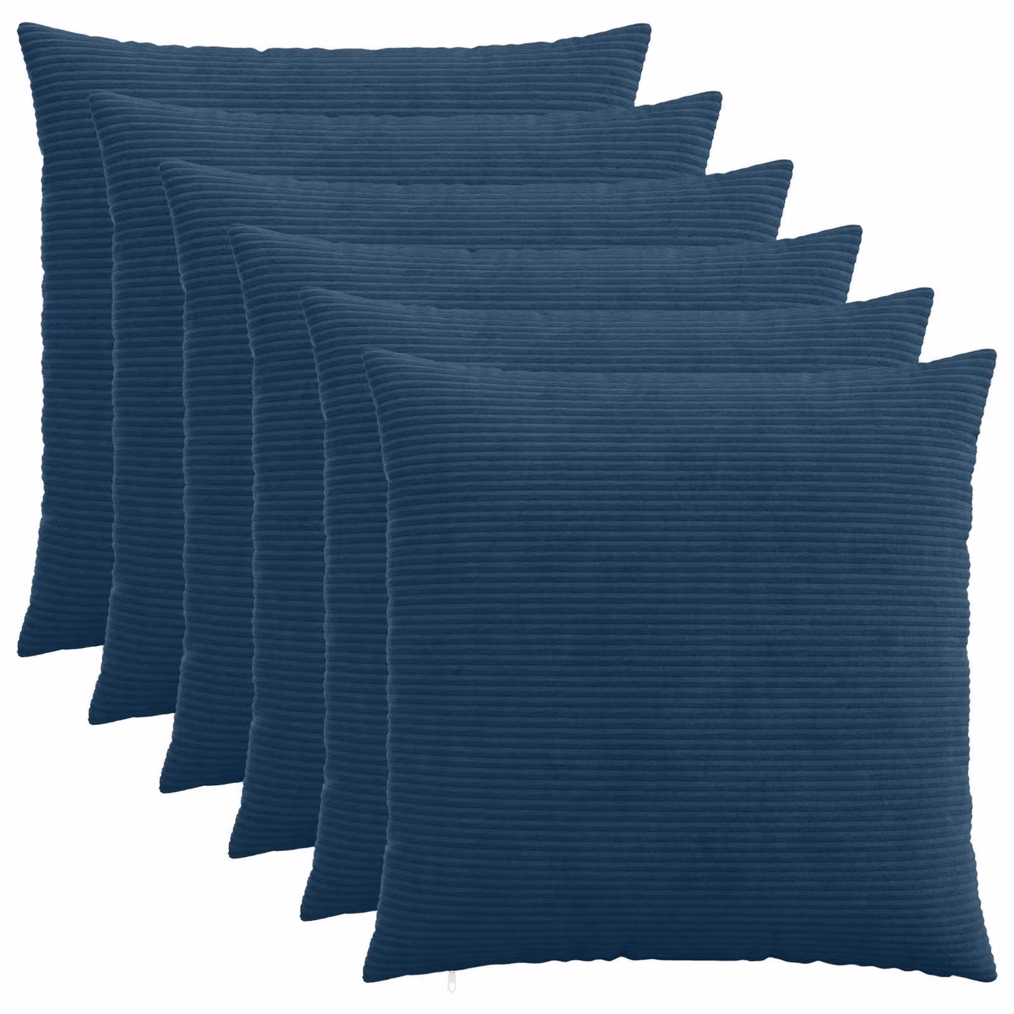 Set di 6 federe vidaXL HEERLEN in velluto a coste blu navy, L 80 x P 80 cm