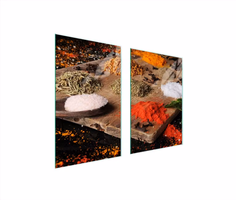 Piastra di protezione in vetro per cucina 65x52 Spezie