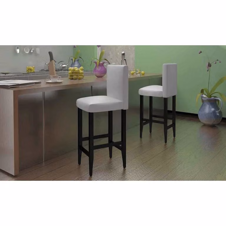 Set di 2 sgabelli da bar vidaXL in similpelle bianchi e neri con struttura in legno e plastica