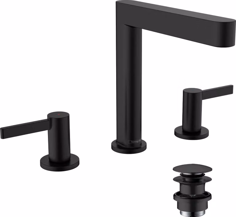 hansgrohe Finoris robinetterie de lavabo 3 trous 160 avec vidage Push-Open, portée 169mm, 76034670, 76034670