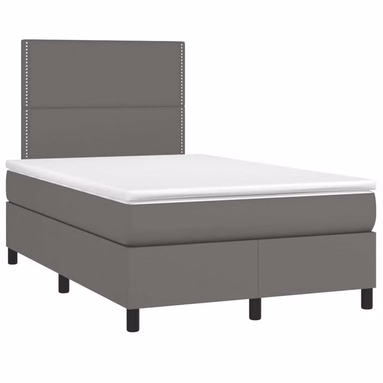 Giroletto a Molle con Materasso Grigio 120x190 cm in Pelle finta