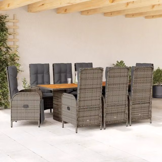 Set da pranzo da giardino vidaXL in legno di acacia e polyrattan grigio antracite, 9 pezzi