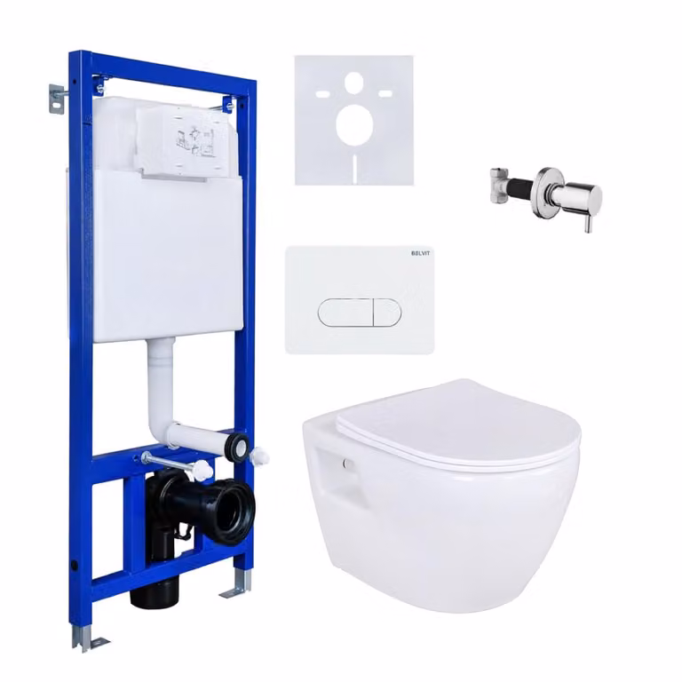 Set completo per WC con doccia, bidet, lavabo, elemento da incasso e cassetta di scarico