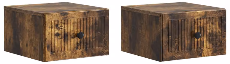 Mobiletto da notte a muro 2 pcs Rovere Fumo 33 x 34,5 x 20 cm