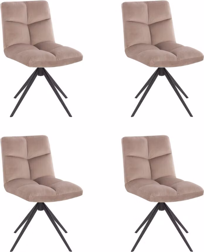 Home Deluxe - Sedia da sala da pranzo NODA - set di 4, colore: velluto marrone chiaro - girevole a 360 gradi, imbottitura morbida, carico massimo 120 kg I Sedia da cucina Sedie da pranzo Sedie da sala da pranzo
