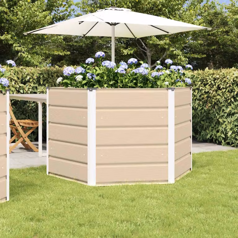 Fioriera vidaXL in acciaio color bianco o beige, L: 129 cm, P: 129 cm, H: 75 cm
