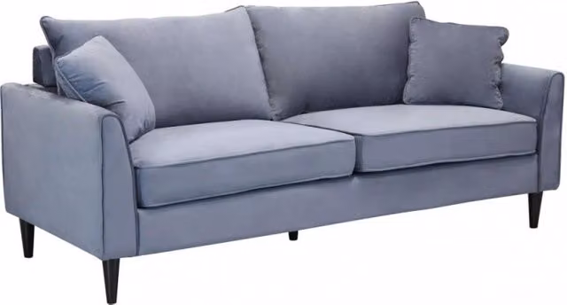 Divano 3 posti moderno Cosma in velluto grigio con cuscini inclusi L: 196 cm, P: 83 cm, H: 89 cm – 2