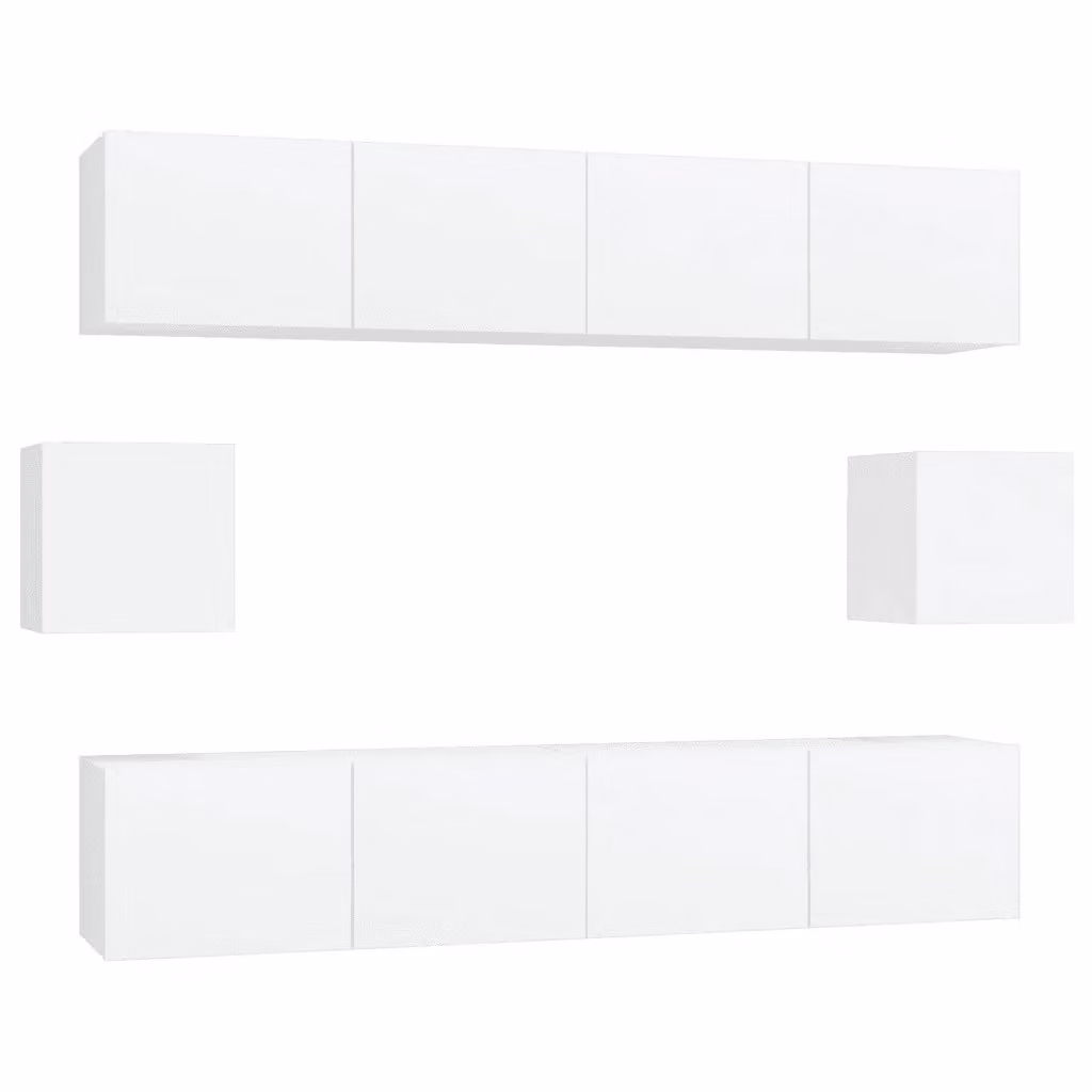 Set di mobili porta TV moderno vidaXL in legno bianco opaco da parete per soggiorno – 2