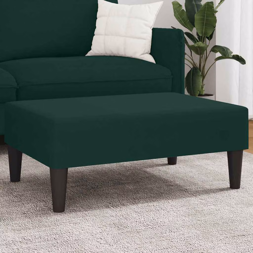 Poggiapiedi vidaXL in velluto verde per soggiorno e camera da letto, L 77 cm x P 55 cm x H 31 cm