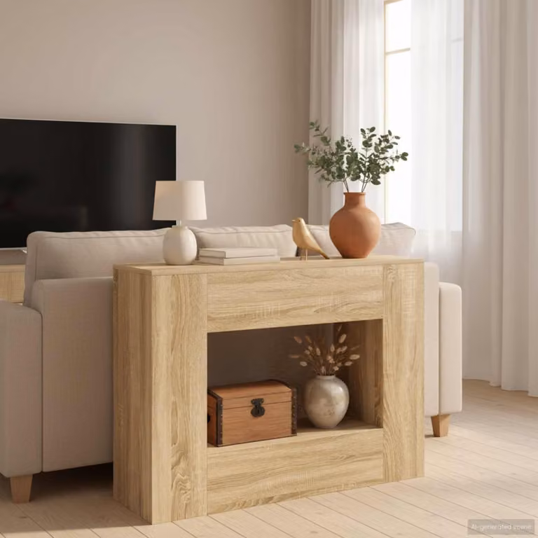 Mobile contenitore classico vidaXL in legno e MDF, marrone e beige, L 101 x P 29 x H 74 cm