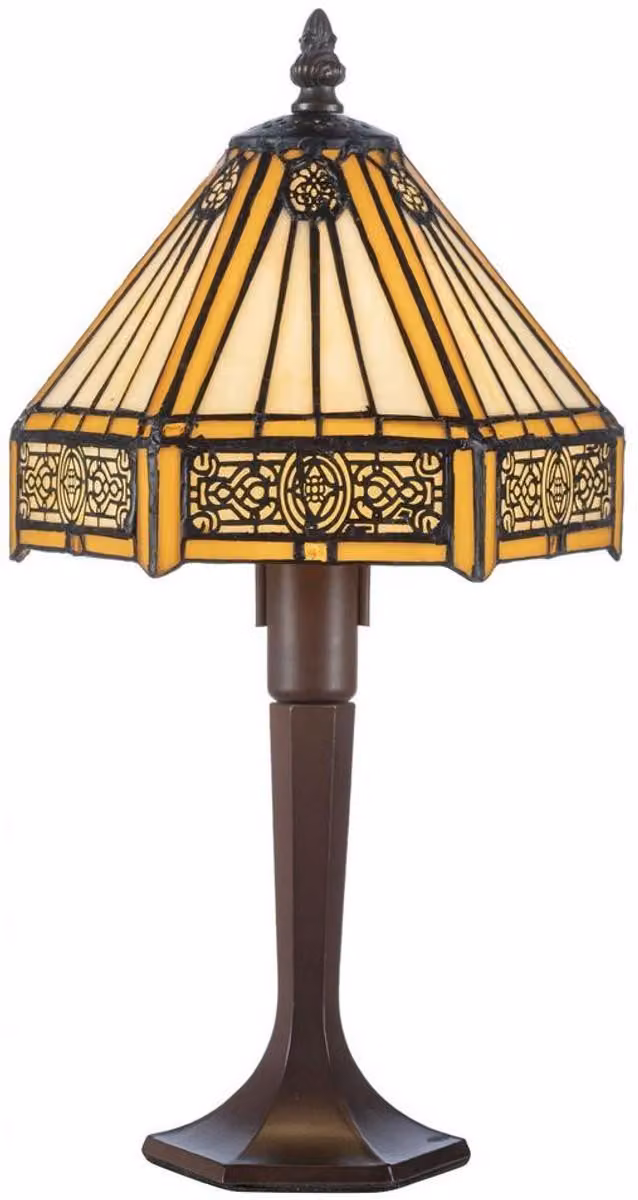 Casa Padrino lampada da tavolo Tiffany giallo / nero / marrone 20 x 20 x h. 31 cm - Elegante lampada da tavolo - lampada sgabello - lampada Tiffany