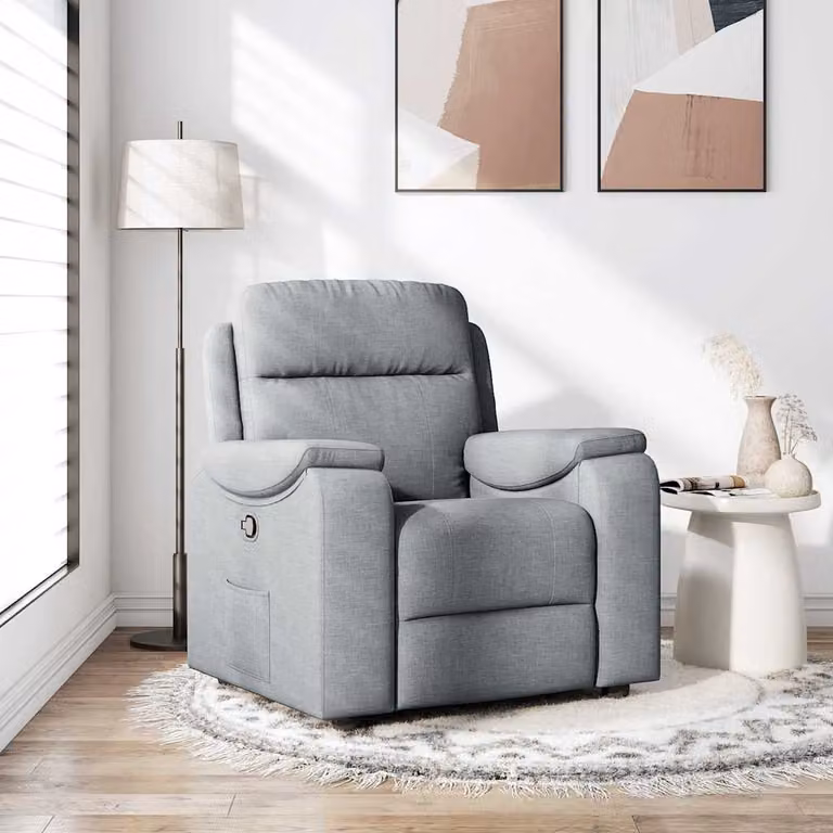 vidaXL Poltrona Reclinabile Relax in Tessuto Grigio con Braccioli e Regolazione Manuale