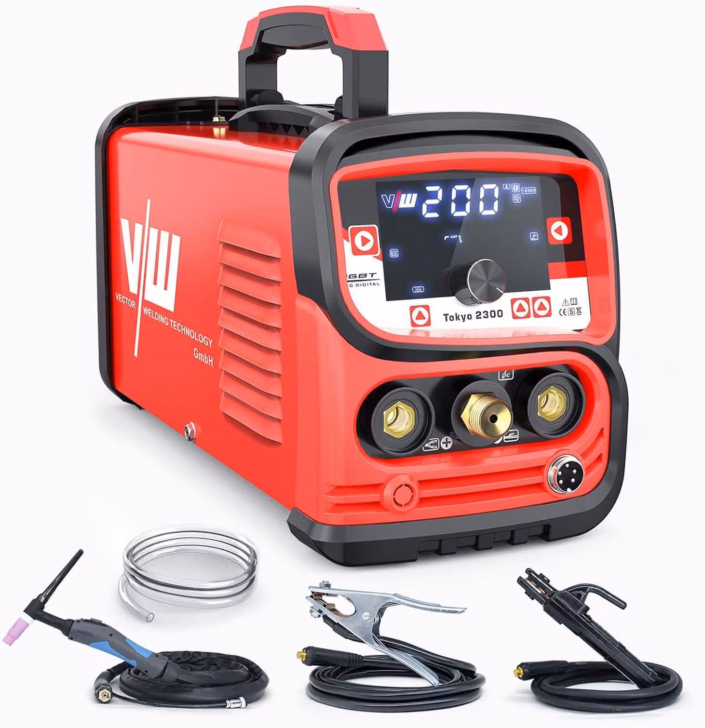 Saldatrice TIG professionale da 200 A, tecnologia inverter DC, con funzione di impulsi e funzione di saldatura ad elettrodo
