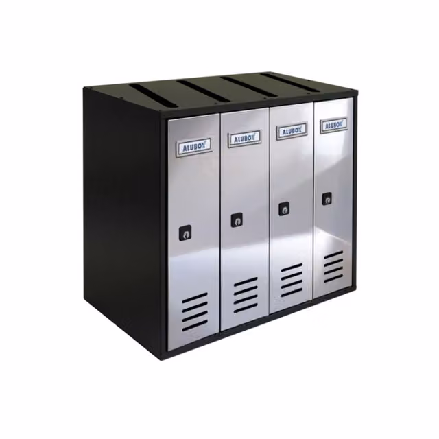 ALUBOX CUBO Cassette Postali Condominiali da 4 Posti in Lamiera Zincata, Colore Antracite con Sportelli in Inox Specchiato, L/P/H: 38,5 x 43 x 25 cm