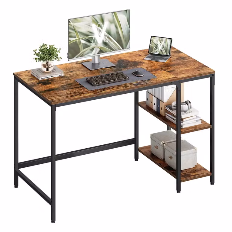 Scrivania da Computer, Marrone Vintage + Nero / 60P x 120l cm