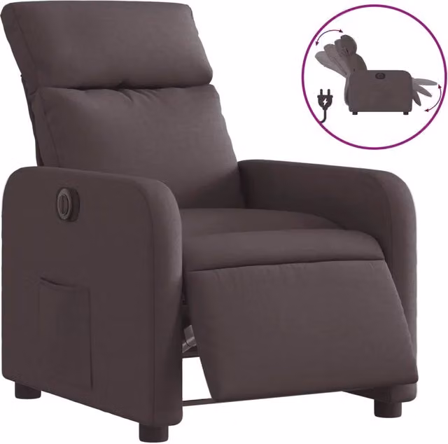 Poltrona | Sedia Relax Elettrica Reclinabile Marrone Scuro in Tessuto
