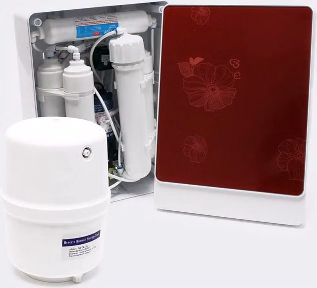 Sistema di osmosi inversa a 5 stadi Naturewater con pompa booster, capacità 180 l/giorno, bianco