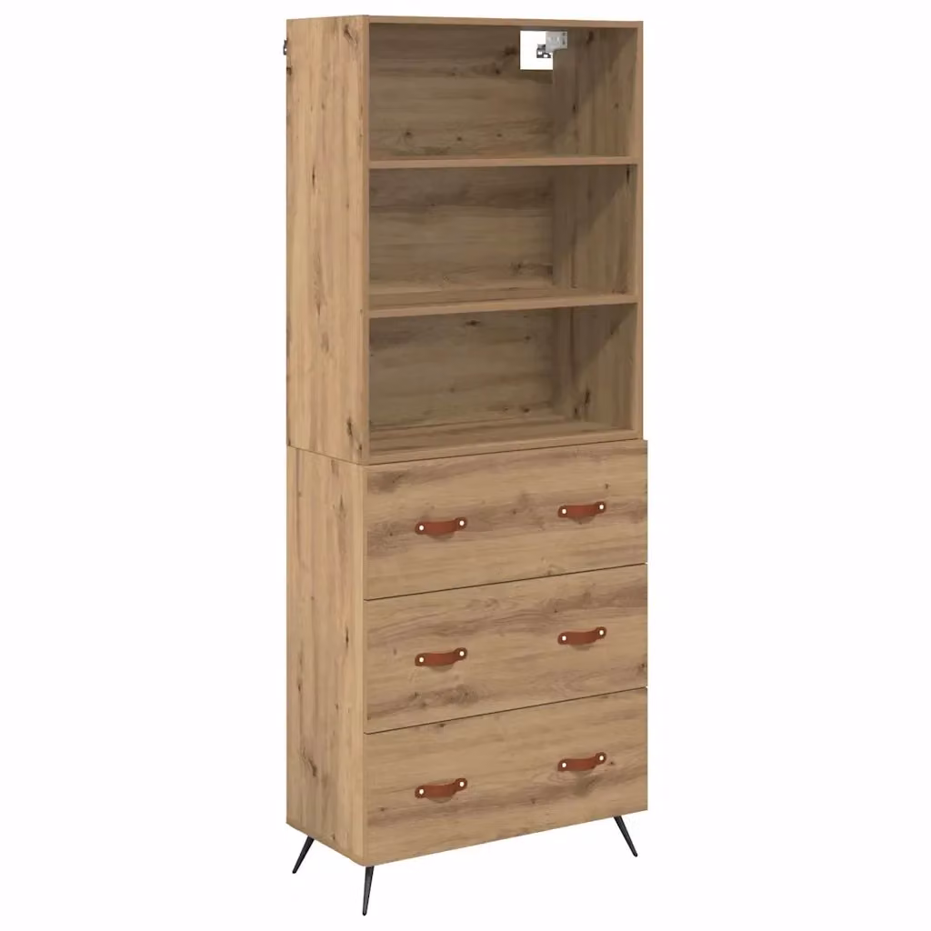 Credenza minimalista vidaXL in legno e MDF color rovere, L: 69,5 cm, P: 34 cm, H: 180 cm – 2