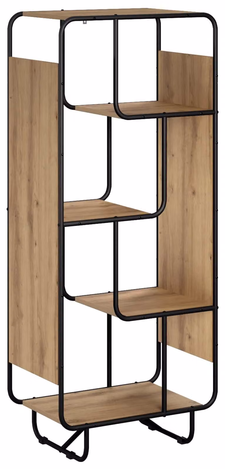 Mobile contenitore alto in legno impiallacciato effetto noce, dimensioni 60 x 37,5 x 144 cm