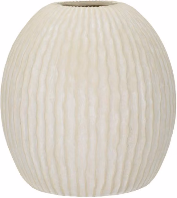 Vaso Icicle Mauro Ferretti in ceramica bianco e beige, forma rotonda da tavolo, ø 36,5 x H 38 cm