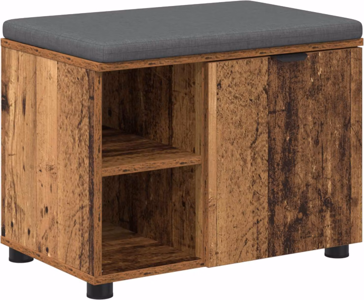 Panca per ingresso con cuscino Legno vecchio 60 x 38 x 46 cm