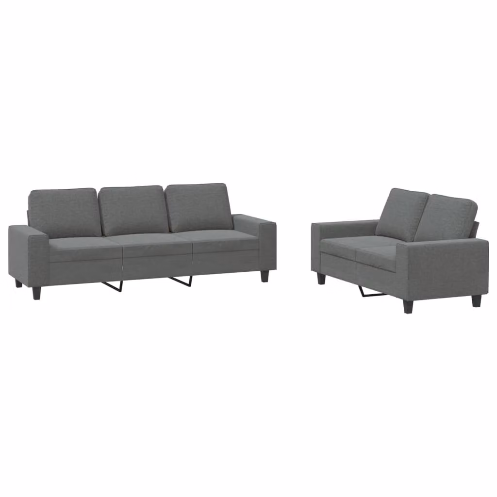 Set di Divani 2 pz Grigio Scuro in Tessuto
