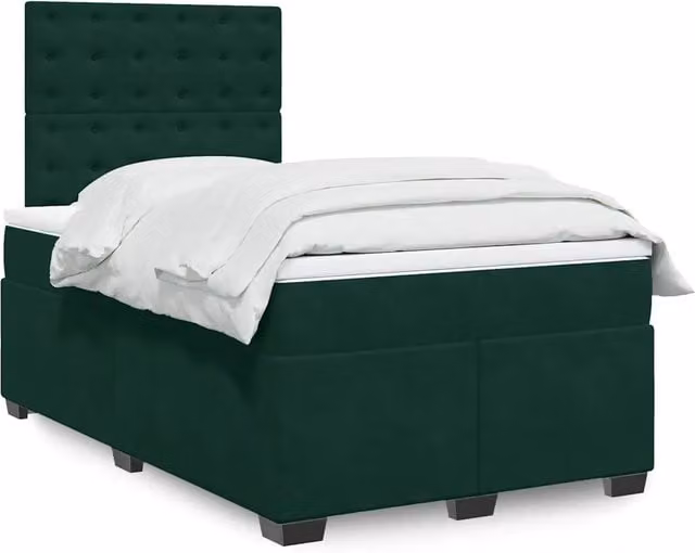 Giroletto a Molle con Materasso Verde Scuro 120x200 cm Velluto 3290897