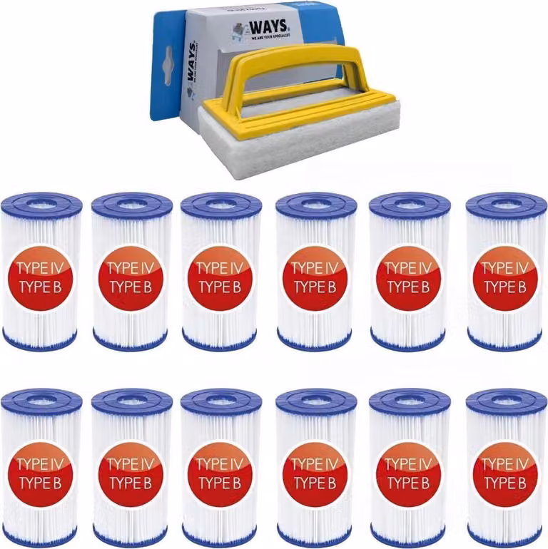 Bestway - Filtro di tipo IV adatto alla pompa filtro 58391 - 12 pezzi & spazzola WAYS