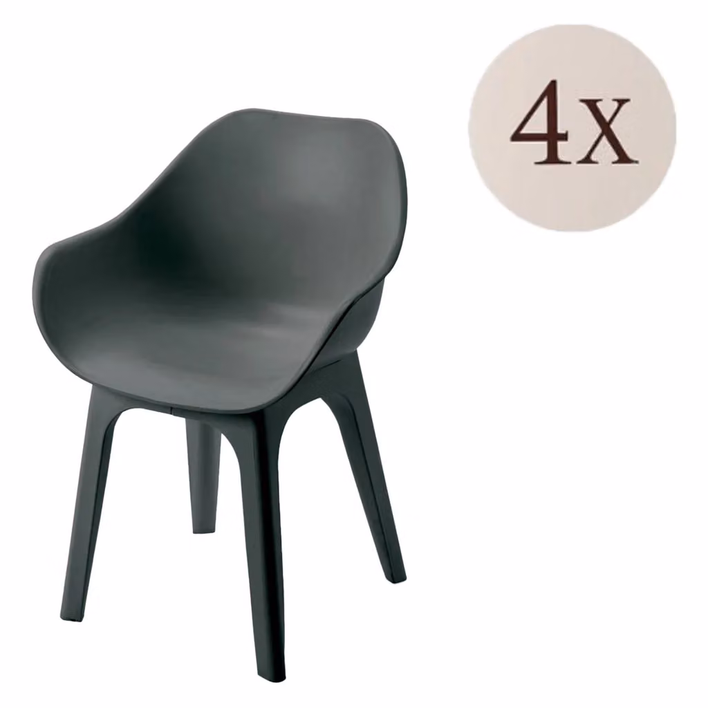 Set di 4 sedie da esterno Beachfield DMORA Made in Italy, Nero Antracite con braccioli – 2