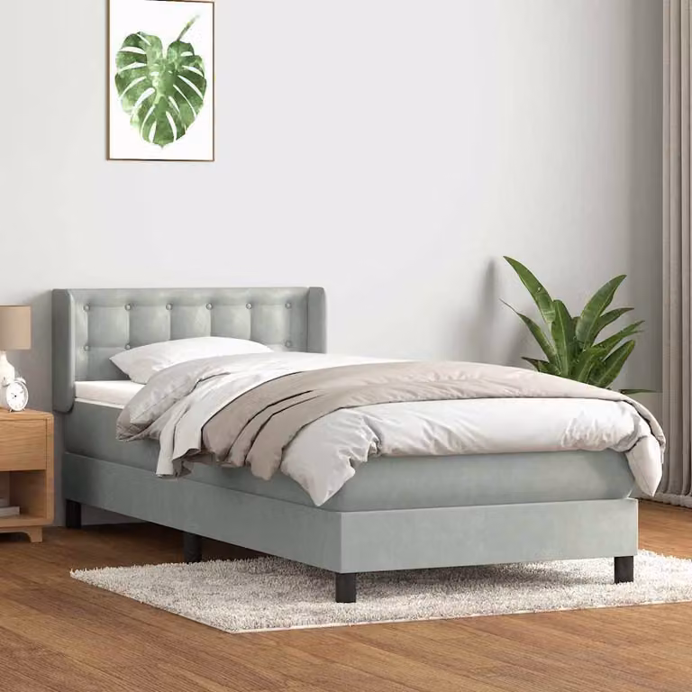 Maison Exclusive - Giroletto a Molle con Materasso Grigio Chiaro 80x220 cm Velluto